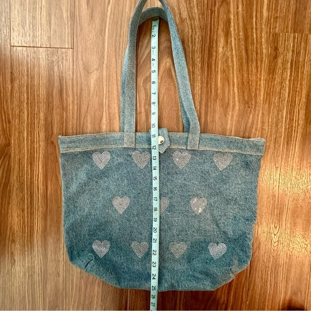 DG2 by Diane Gilman Denim Crystal Heart DenimTote Bag